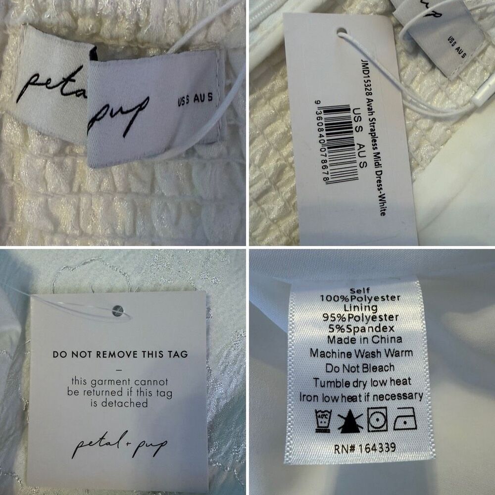 Petal & Pup Avah Strapless Floral Midi Dress in White Size S - Picture 10 of 12
